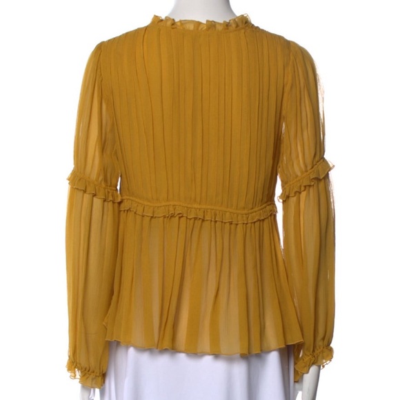 Ulla Johnson silk v-neck blouse with ruffle trim - Picture 2 of 2